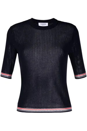 Thom Browne RWB Stripe pointelle-knit top