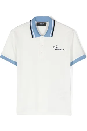 VERSACE Logo-embroidered piqué polo shirt