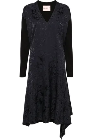 Plan C Draped jacquard midi dress