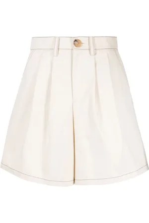 KIMHEKIM Contrast-stitching wide-leg cotton shorts
