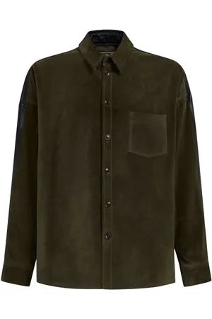 Marni Contrasting-panel leather shirt