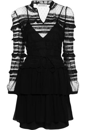 Twin-Set Ruffled mesh mini dress