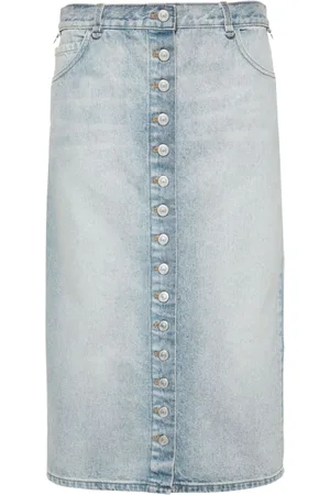 Courrèges D-rings denim midi skirt