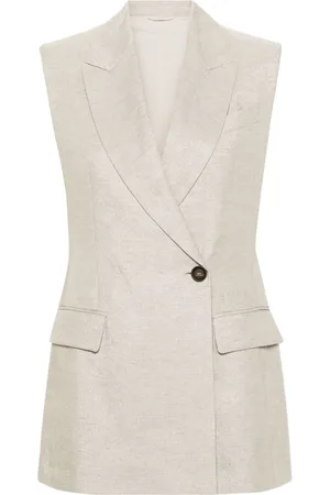 Brunello Cucinelli Metallic-threading sleeveless blazer