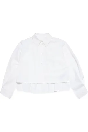 Maison Margiela Numbers-embroidered pleated cotton shirt