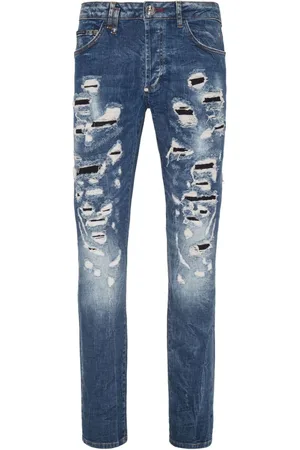 Philipp Plein Distressed-effect mid-rise slim-cut jeans
