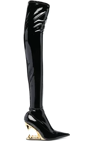 GCDS 110mm pointed-toe patent-finish boots