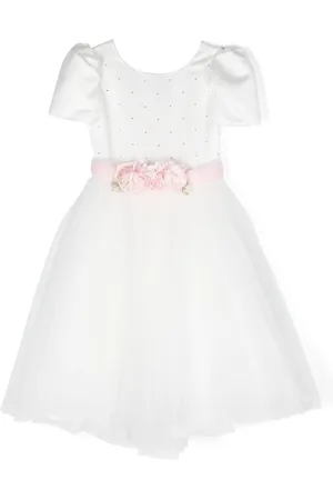 MONNALISA Floral-appliqué full-skirt dress