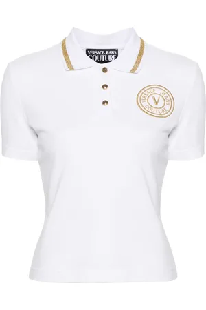 VERSACE Logo-embroidered cotton polo shirt