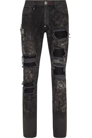 Philipp Plein Ripped stonewashed skinny jeans