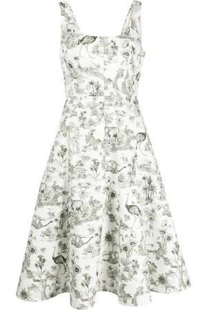 Marchesa Notte Elowen graphic-print A-line dress