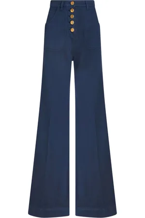 Etro Logo-embossed button high-rise flared jeans