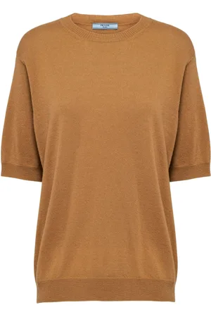 Prada Triangle-logo cashmere knitted top