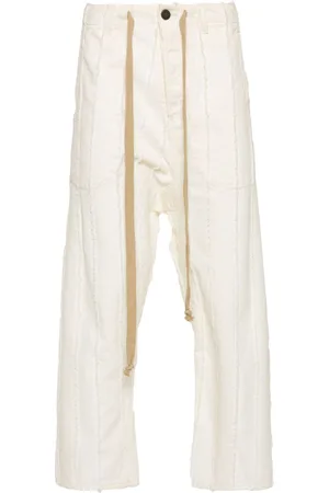 UMA WANG Frayed striped tapered trousers