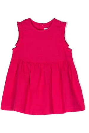 Petit Bateau Ruffled flared linen dress