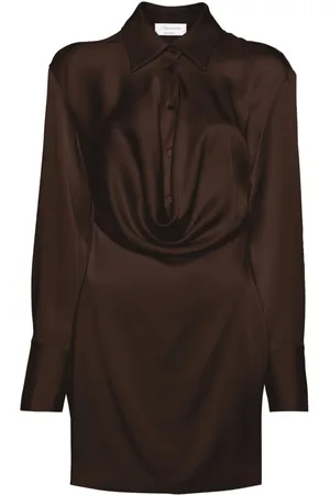 BLUMARINE Cowl-collar satin shirt minidress