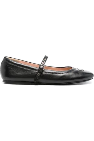Moschino Logo-plaque leather ballerina shoes