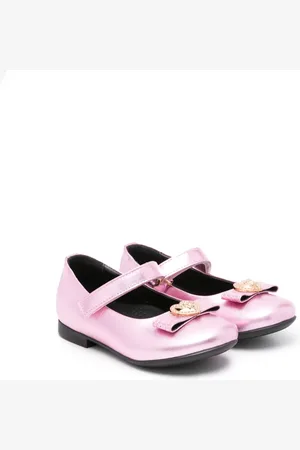VERSACE Medusa-plaque metallic leather ballerina shoes