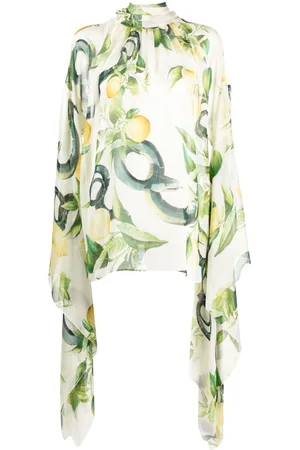Roberto Cavalli Lemon-print elongated-sleeve blouse