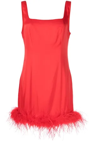 KITRI Edina feather-trim minidress