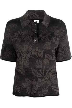 Barrie Thistle-intarsia polo top