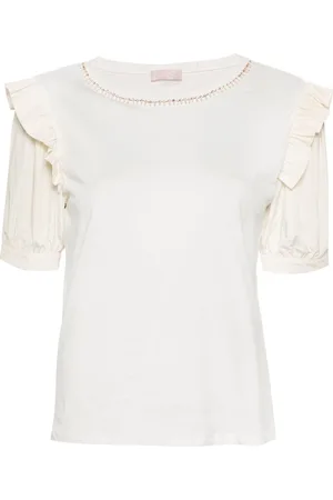 Liu Jo Rhinestone-embellished ruffled T-shirt