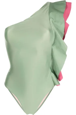 Farm Rio Ruffled one-shoulder swimsuit