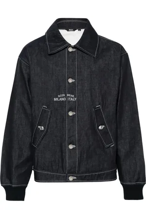 GCDS Embroidered-logo denim bomber jacket