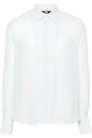 GCDS Logo-embroidered silk shirt