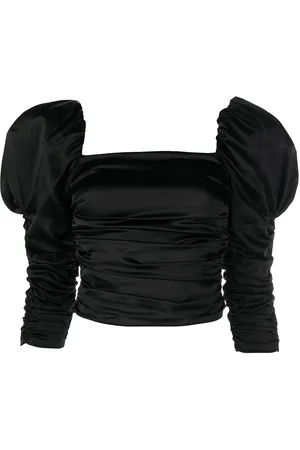 ALICE+OLIVIA Katrice ruched puff-sleeve top