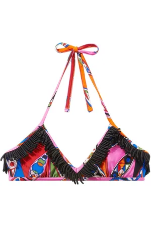 Puccini Girandole-print fringed bikini top