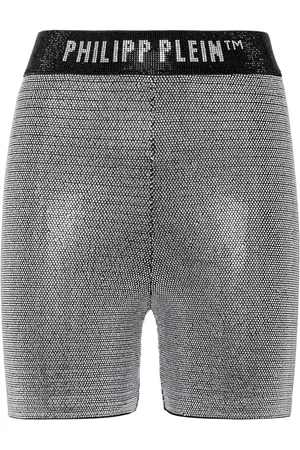 Philipp Plein Logo-print metallic-threading shorts
