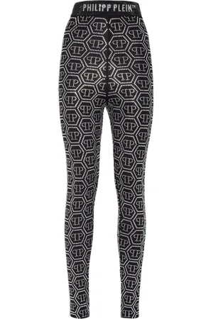 Philipp Plein Monogram-embellished high-waist leggings
