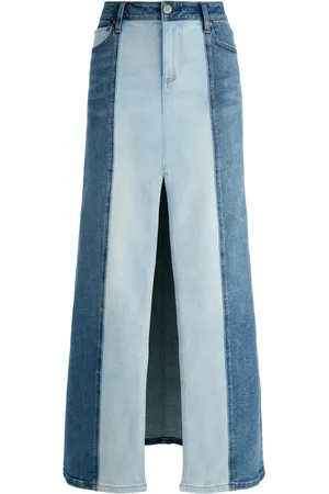 ALICE+OLIVIA Rye two-tone denim skirt