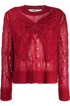 B+AB Bow-embellished cable-knit jumper