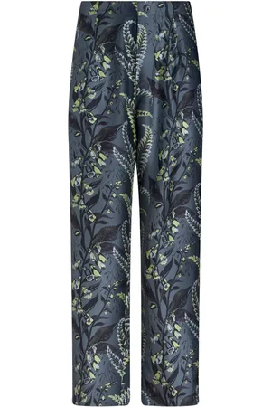 Etro Foliage-print silk trousers