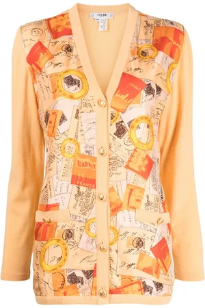 Céline 2000 postcard-print V-neck cardigan