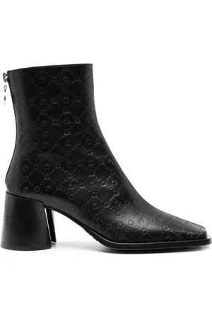 Marine Serre Monogram-debossed leather ankle boots