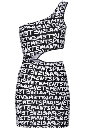 Vetements Logo-print asymmetric minidress