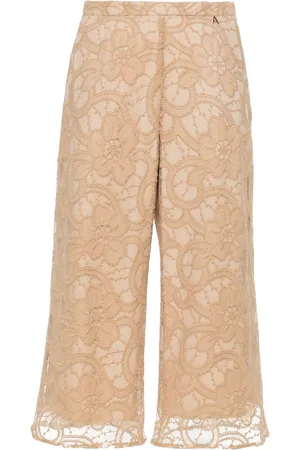 Twin-Set Lace-overlay cropped trousers