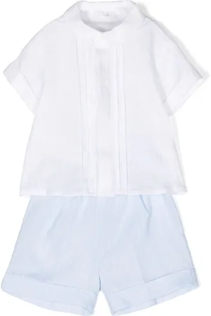Il gufo Semi-sheer linen shorts set