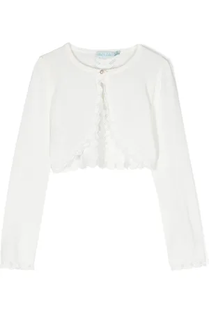 Abel & Lula Pointelle-knit cropped cardigan