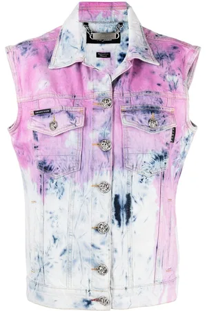 Philipp Plein Bleached tie-dye denim jacket