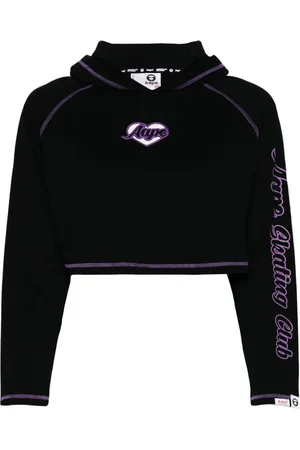 A Bathing Ape Heart logo-embroidered cotton hoodie