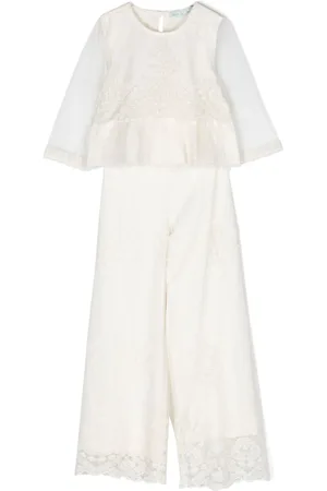 Abel & Lula Floral-lace organza trousers set
