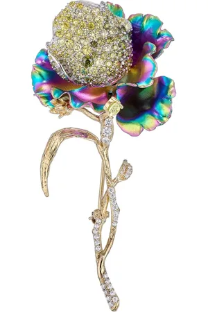 Anabela Chan 18kt vermeil floral gemstone brooch