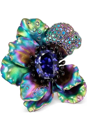 Anabela Chan 18kt yellow gold Poppy topaz and sapphire pin