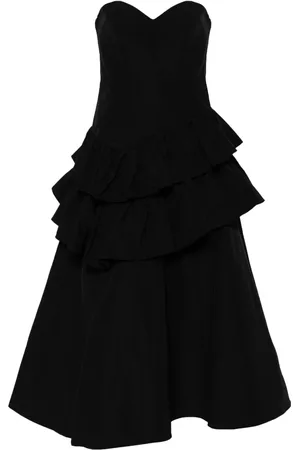 Marchesa Notte Taffeta tiered midi dress