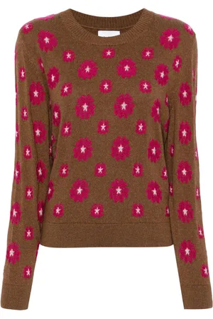 Barrie Floral-intarsia crew-neck jumper