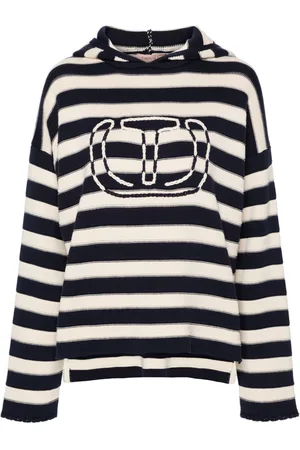 Twin-Set Stiped hooded cotton jumper